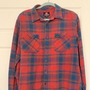 Quiksilver Flannel, Mens Medium, Red
